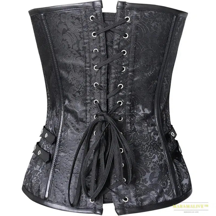 Maramalive™ S-6XL PU Gothic Bandage Back Corsage Women Sexy Shaper Faux Leather Erotic Top Lace Waistband Gathering Corsets Rivet Bustier