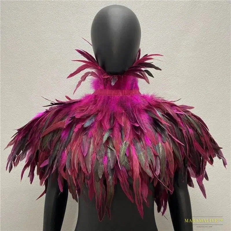 Maramalive™ Shoulder Cape for Women Cloak Party Coat Feather Punk Gothic Coat Woman Prom Clothes Shawl Feather Halloween Coats Jackets