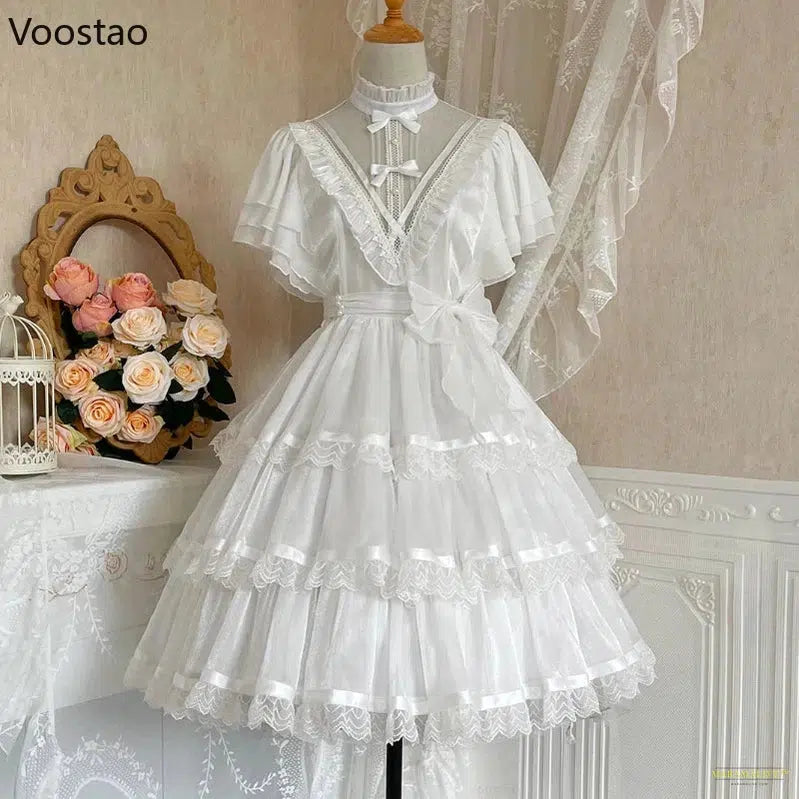 Maramalive™ Sweet Lolita Princess Dress Women Gothic Y2k Lace Bow Ruffles Flowers Wedding Dresses Girly Chic Evening Party Vestidos