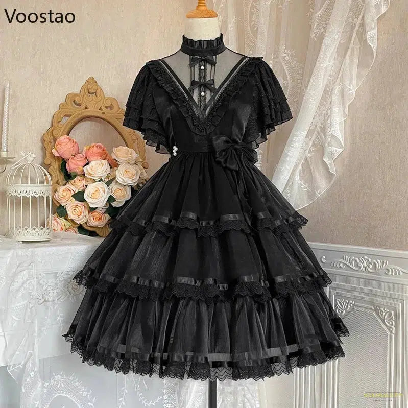 Maramalive™ Sweet Lolita Princess Dress Women Gothic Y2k Lace Bow Ruffles Flowers Wedding Dresses Girly Chic Evening Party Vestidos