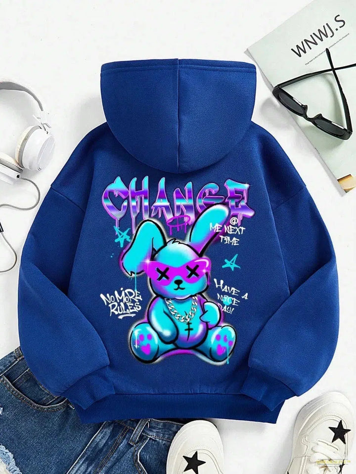 Maramalive™ Trendy Rabbit Cartoons Print Sweatshirt Female Fashion All-Match Street Hoody Crewneck Casual Hoodies Pullover Oversize Clothing