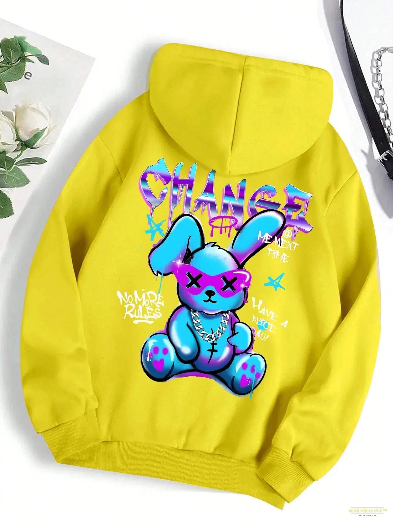 Maramalive™ Trendy Rabbit Cartoons Print Sweatshirt Female Fashion All-Match Street Hoody Crewneck Casual Hoodies Pullover Oversize Clothing