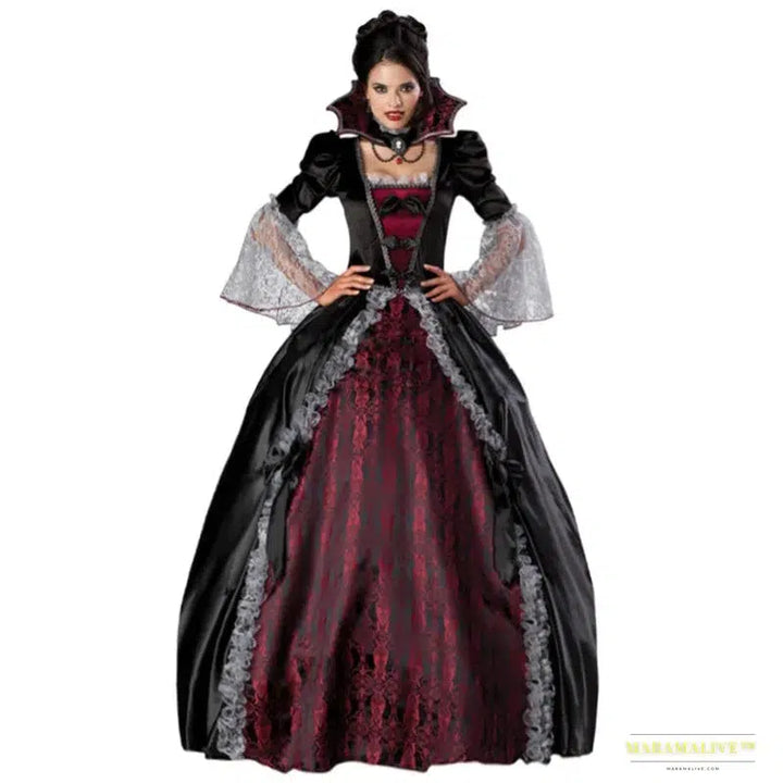 Maramalive™ Victorian Ghost Bride Cosplay Costume - Medieval/Renaissance Princess Dress with Stand Collar