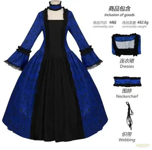 Maramalive™ Women Victorian Medieval Queen Cosplay Costume Masquerade Vitch Gothic Lace Stitching Long Court Dress Dress Up Robe