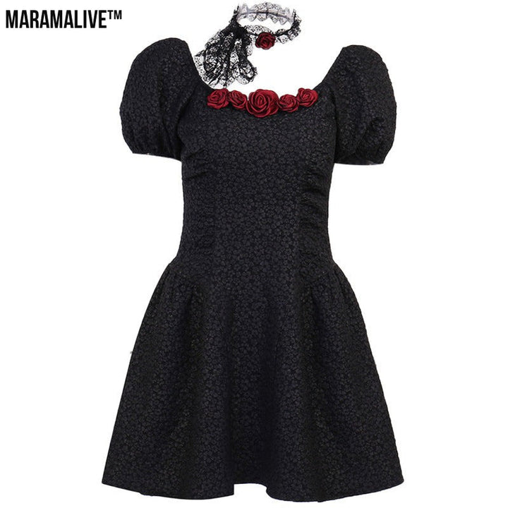 Maramalive™ Women's Dark Three Dimensional Night Rose Princess Dress