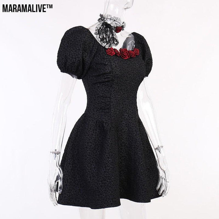 Maramalive™ Women's Dark Three Dimensional Night Rose Princess Dress