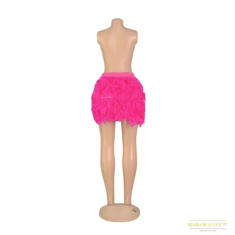 Maramalive™ Women's Feathered Mini Skirt: Eye-Catching Party and Costume Wear