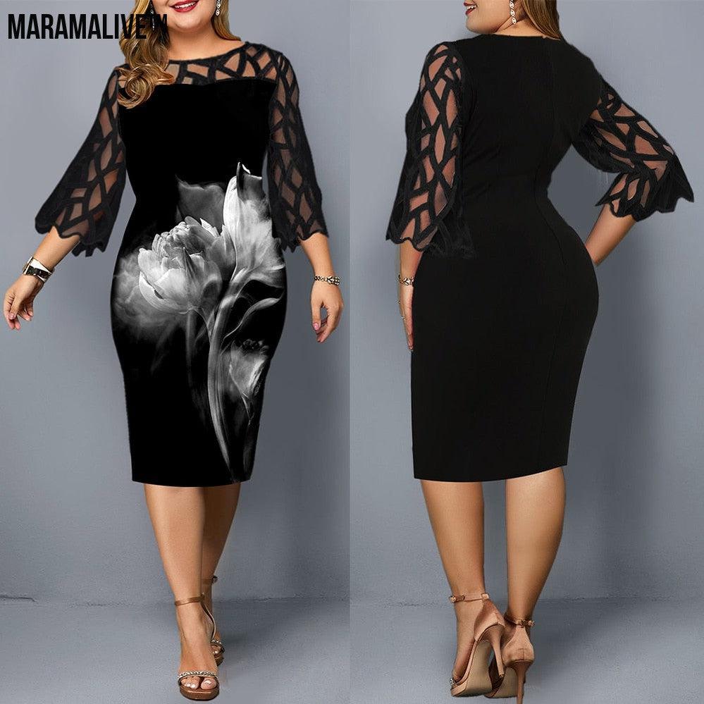 Maramalive™ Women's plus size rose print dress