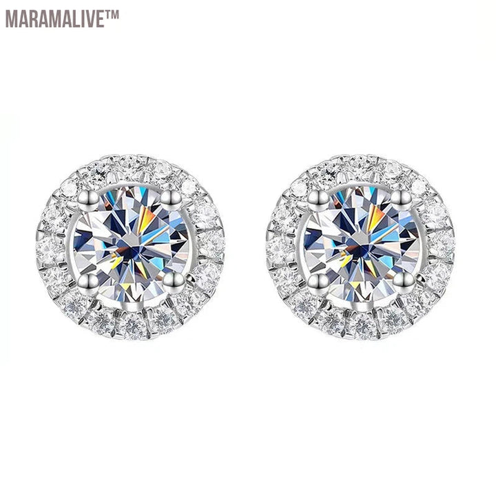 Maramalive™S925 Sterling Silver Four Claw 1.0Carat A Pair Black Moissanite Stud Earring Fine Jewelry For Women Exquisite Gift