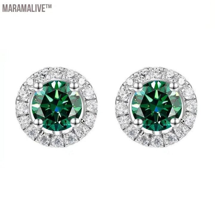 Maramalive™S925 Sterling Silver Four Claw 1.0Carat A Pair Black Moissanite Stud Earring Fine Jewelry For Women Exquisite Gift