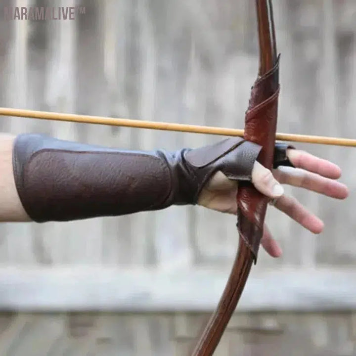 Medieval Archery Leather Long Gloves Steampunk Armor Cuff Warrior Knight Archer Costume Bracers Gauntlet Wristband Arm Accessory