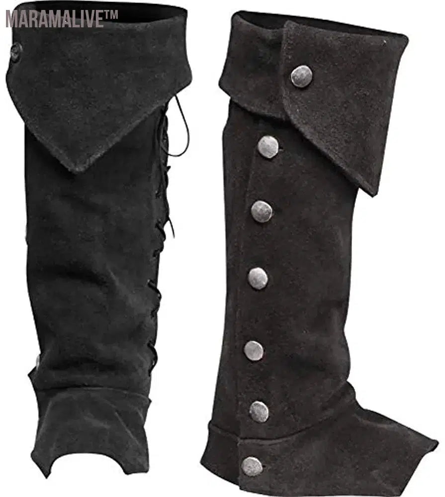 Medieval Gothic Punk Leg Armor Viking Warrior Knight Bandage Boots Case Men Women Cosplay Shoes Cover Retro Foot Guard