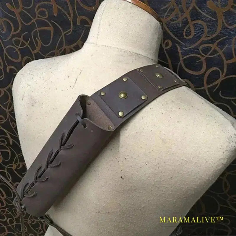 Medieval PU Leather Sword Shoulder Back Scabbard For Adult Men Women Larp Cosplay Viking Warrior Costume