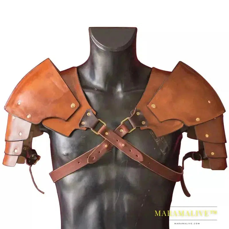 Medieval Renaissance Steampunk PU Leather Shoulder For Men Women Larp Cosplay Viking Warrior Gladiator Knight Samurai Armor