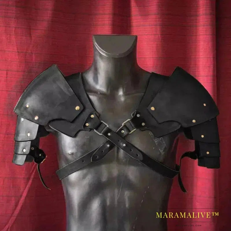 Medieval Renaissance Steampunk PU Leather Shoulder For Men Women Larp Cosplay Viking Warrior Gladiator Knight Samurai Armor