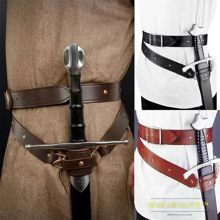 Medieval Renaissance Sword Holder Belt Waist Sheath Men Larp Pirate Viking Warrior PU Leather For Women Men Cosplay Larp