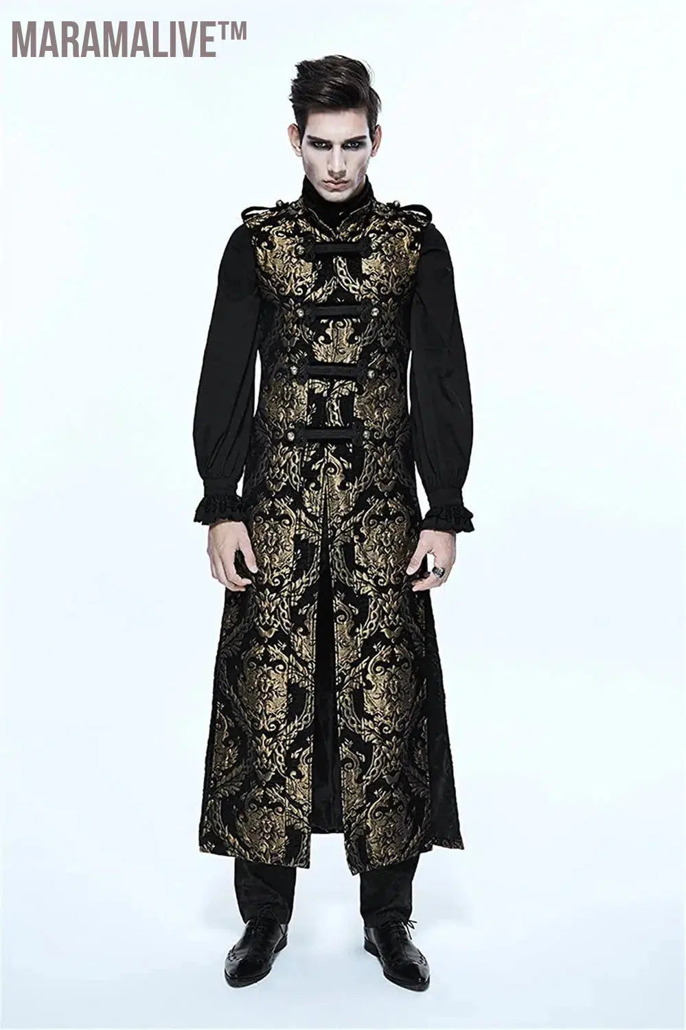 Medieval Retro Men Dust Coat Medium Style Steam Punk Cosplay Costumes Palace Dress Jacquard Men's Jackets Halloween Costume