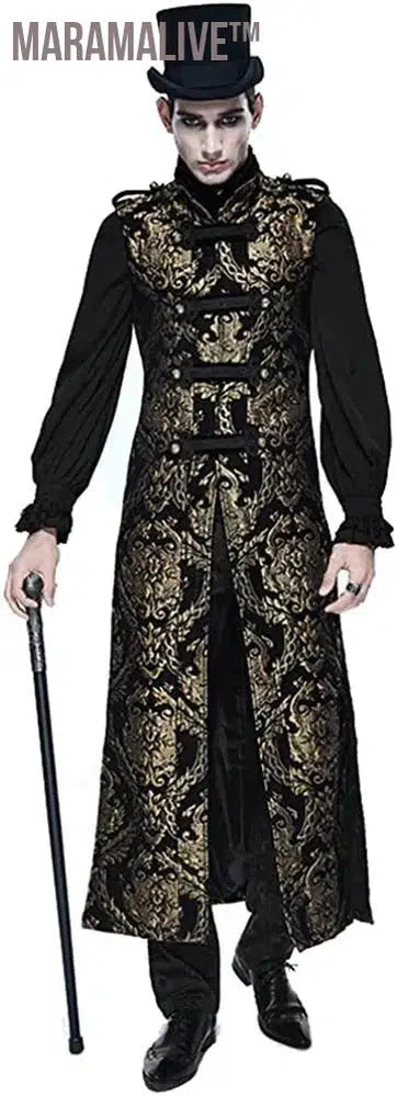 Medieval Retro Men Dust Coat Medium Style Steam Punk Cosplay Costumes Palace Dress Jacquard Men's Jackets Halloween Costume