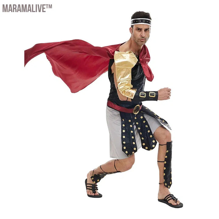 Medieval Roman Warrior Costume Men's Halloween Costumes Spartan Soldier Gladiator Cosplay Outfit Carnival Party Dress Up