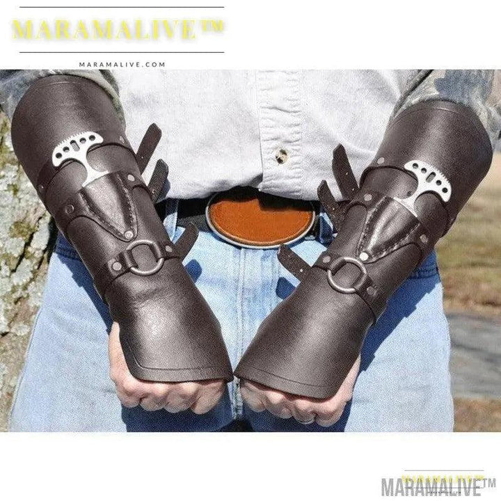 Medieval Steampunk Men's Vintage Rivet Buckle Strap Gloves