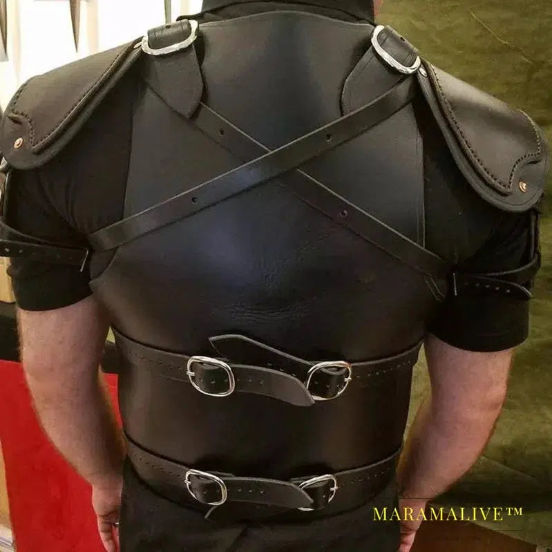 Medieval Steampunk PU Leather Vest for Men Armor War Larp Knight Warrior Armour Roman Archer Fantasy Cosplay Costume Accessories