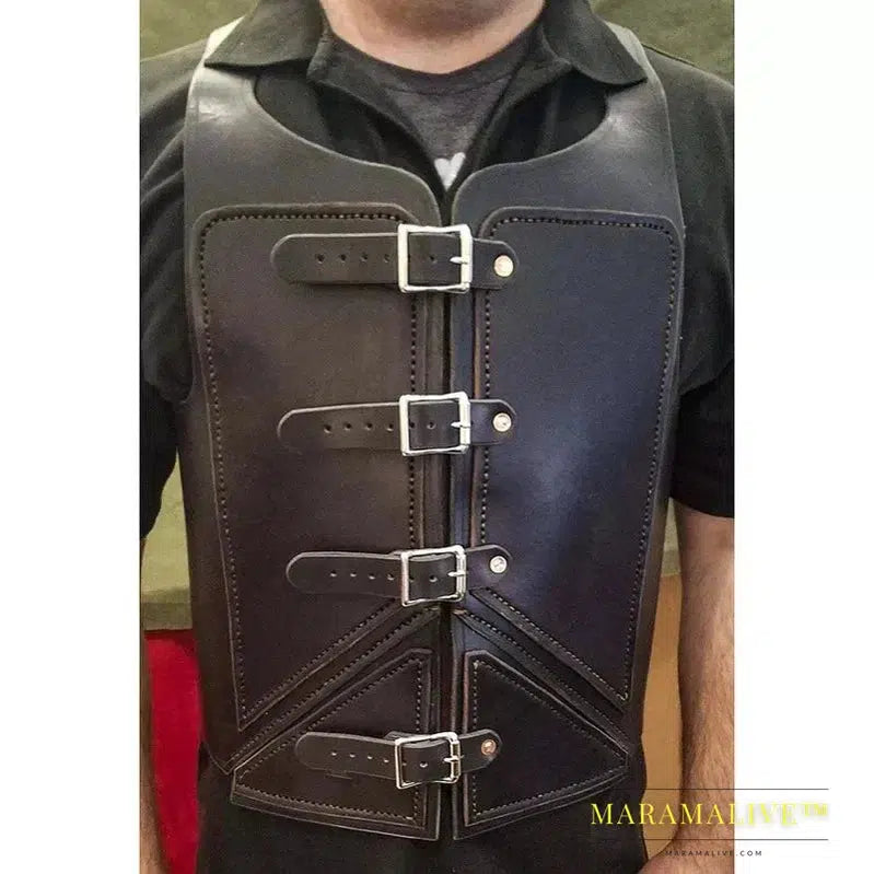 Medieval Steampunk PU Leather Vest for Men Armor War Larp Knight Warrior Armour Roman Archer Fantasy Cosplay Costume Accessories