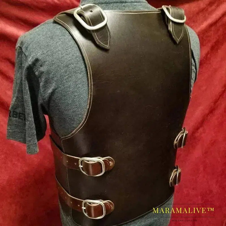 Medieval Steampunk PU Leather Vest for Men Armor War Larp Knight Warrior Armour Roman Archer Fantasy Cosplay Costume Accessories