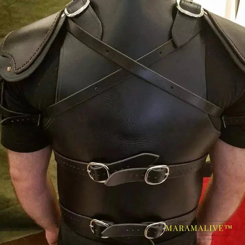 Medieval Steampunk PU Leather Vest for Men Armor War Larp Knight Warrior Armour Roman Archer Fantasy Cosplay Costume Accessories