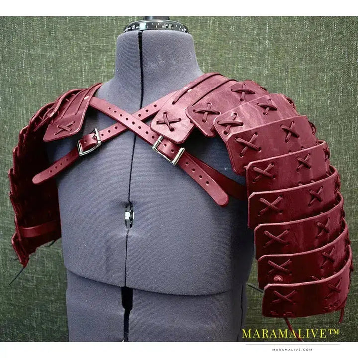 Medieval Steampunk Ronin Samurai Shoulder Armor Viking Knight Pirate Cosplay Accessory Leather Belt Pauldrons Costume For Larp