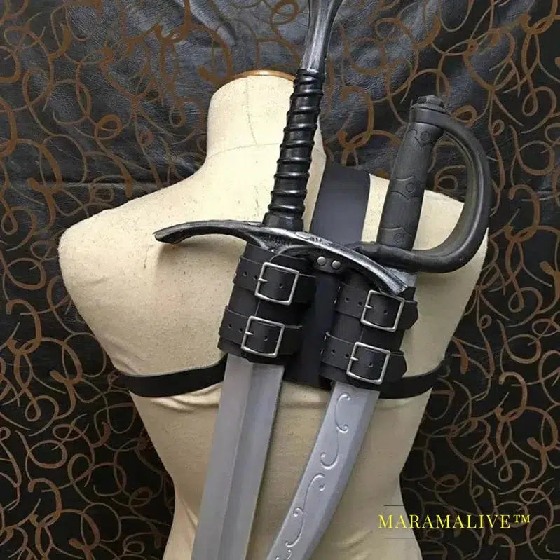 Medieval Sword Shoulder Back Scabbard Sheath Viking Knight Larp Cosplay Costume PU Leather Adjustable Holster For Men Women