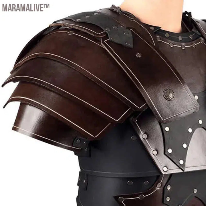 Medieval Viking Knight Cosplay Costume Gladiator Shoulder Chest Armor Steampunk PU Leather Breastplate Gothic LARP Vest Cuirass