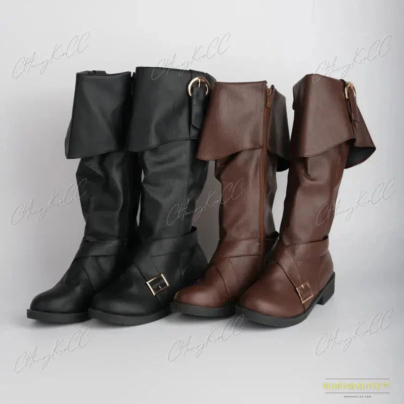 Medieval Viking Pirate Knight Boots - Unique Gothic Clubwear, High Heel Party Footwear