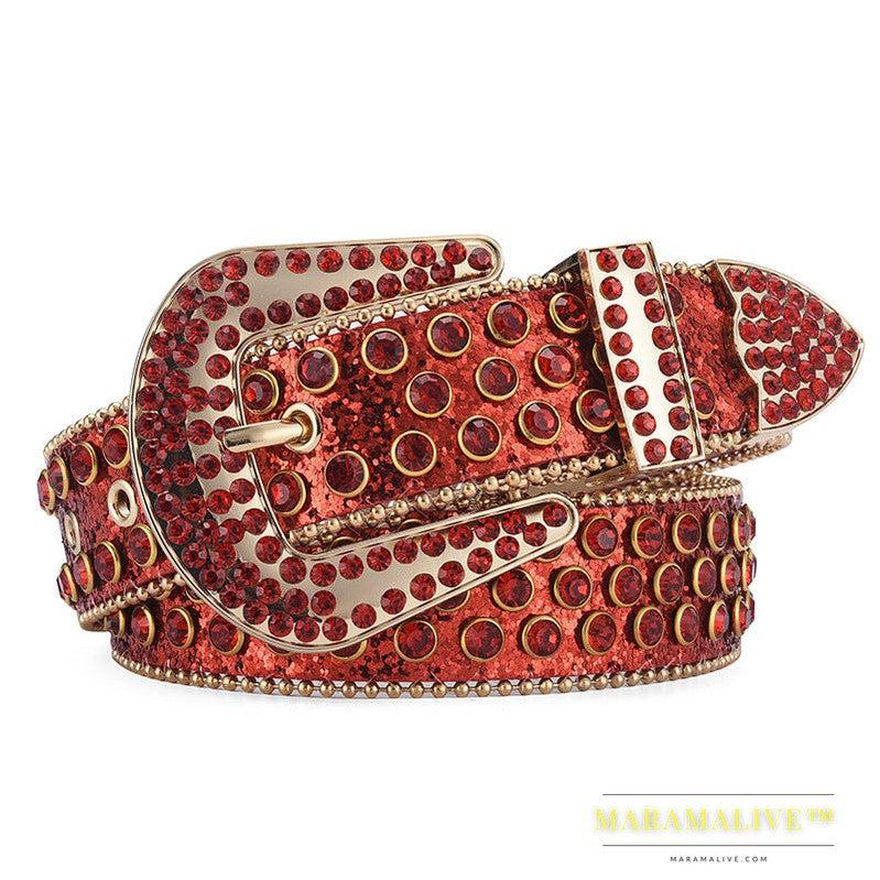 Men Women Alloy Belt Punk Rock Rivet Rhinestone