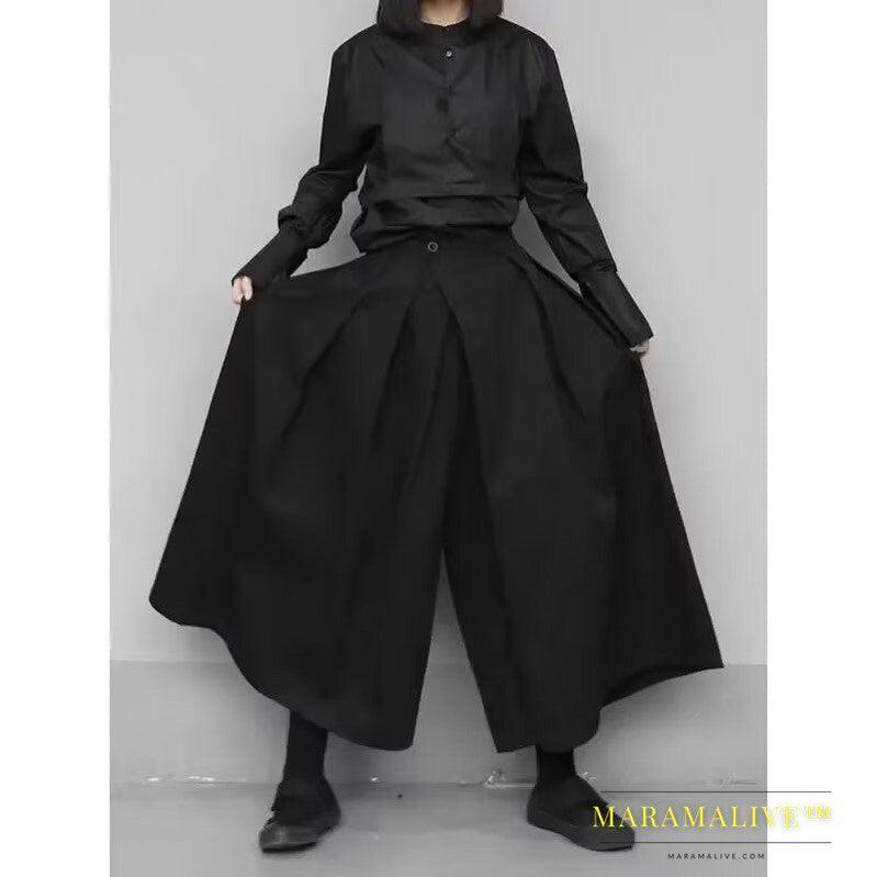 Men's And Women's Neutral Autumn High Waist Slimming Irregular Niche Japanese Loose Wide Leg Pants