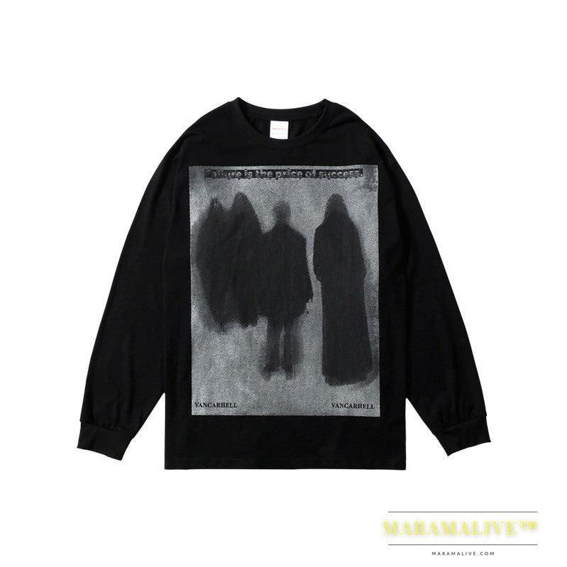 Men's Dark Abstract Printing Long-sleeved T-shirt