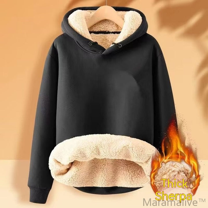 Men's Fleece Hoodie Winter Lined Padded Warm Keeping Loose Hooded Sweater