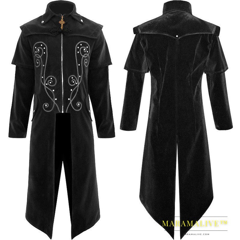 Men's Gothic Halloween Coat Stand Collar Jacket