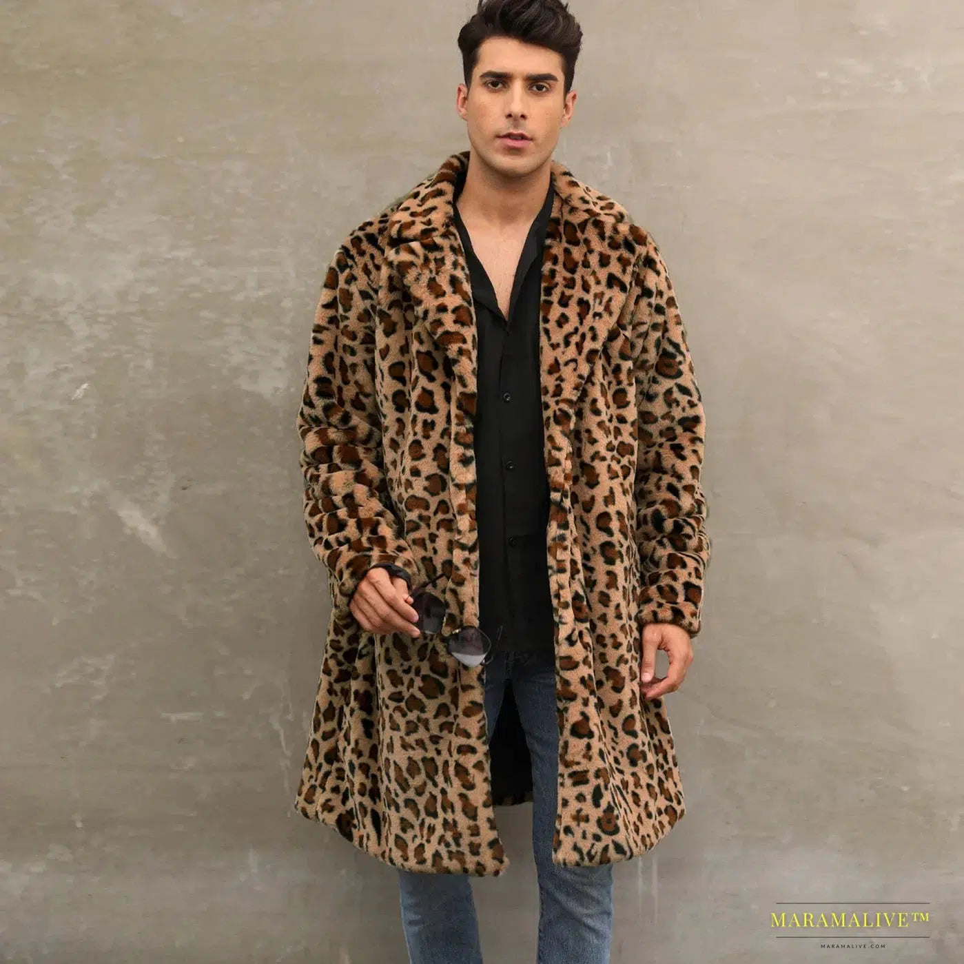 Men's Luxury Faux Fur Leopard Jacket - Thick Winter Warm Coat - Eye-Catching Vintage Streetwear