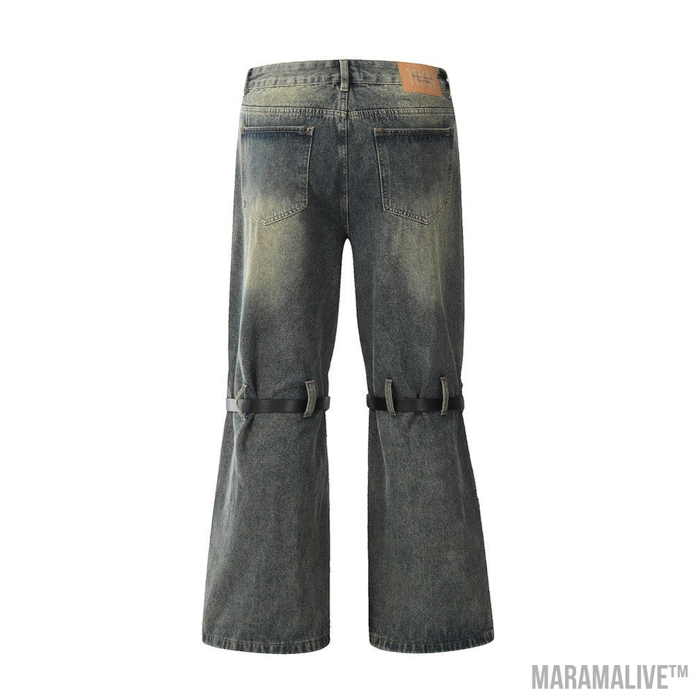 Men's Punk Rock Niche Personality Loose Wide Leg Horn Long Pants