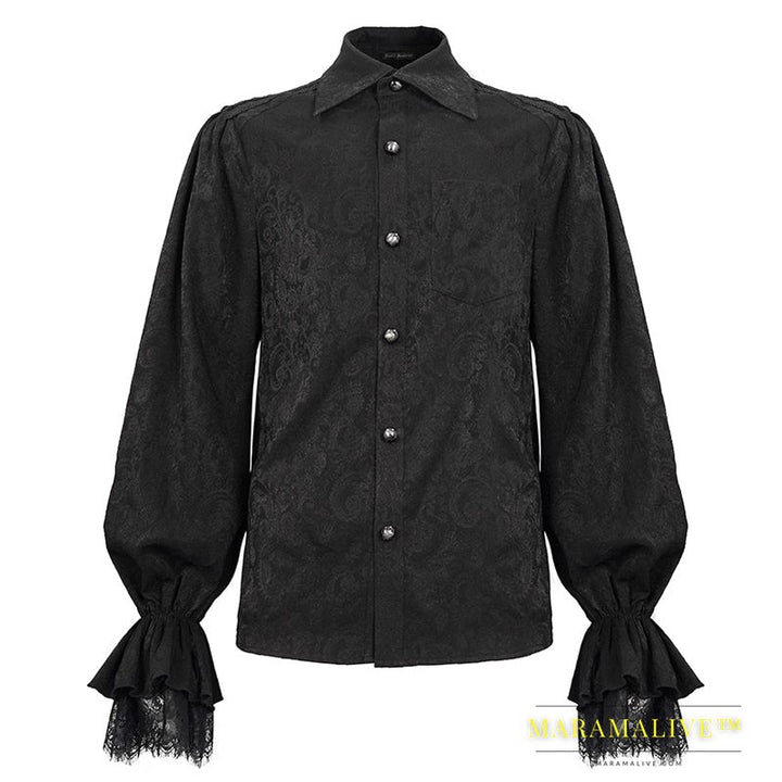 Men's Ruffled Gothic Long Sleeved Shirt