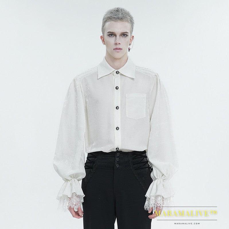 Men's Ruffled Gothic Long Sleeved Shirt