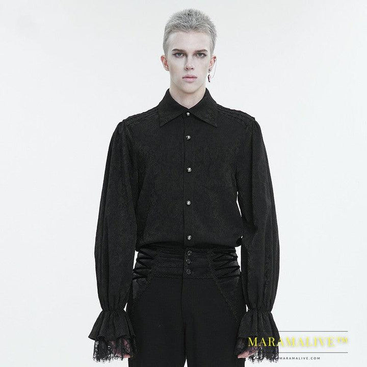 Men's Ruffled Gothic Long Sleeved Shirt