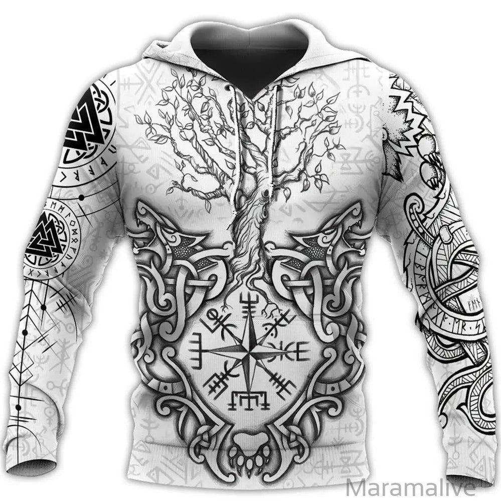 Men's Sweatshirts 3D Print Vikings Classic Wolf Men's Hoodies Jacket Spring Autumn Fashion Pullovers Hip Hop Punk Oversized Clo