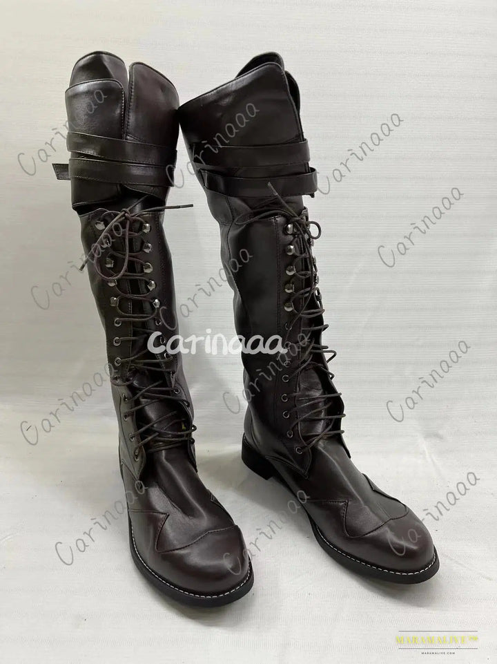 Men's Winter Medieval Steampunk Cosplay Boots - Vintage Viking Pirate PU Leather Carnival Party Knight Boots