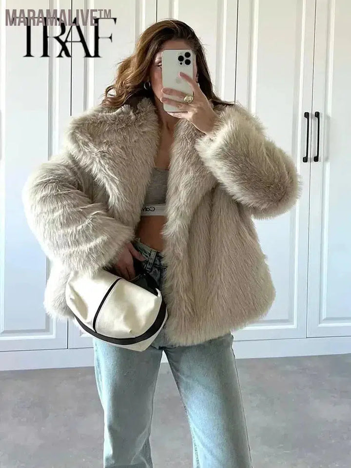 Metal Color Sequin Woven Jacket For Women Loose Stand Collar Long Sleeve Coat Autumn Winter Chic Female Outerwear