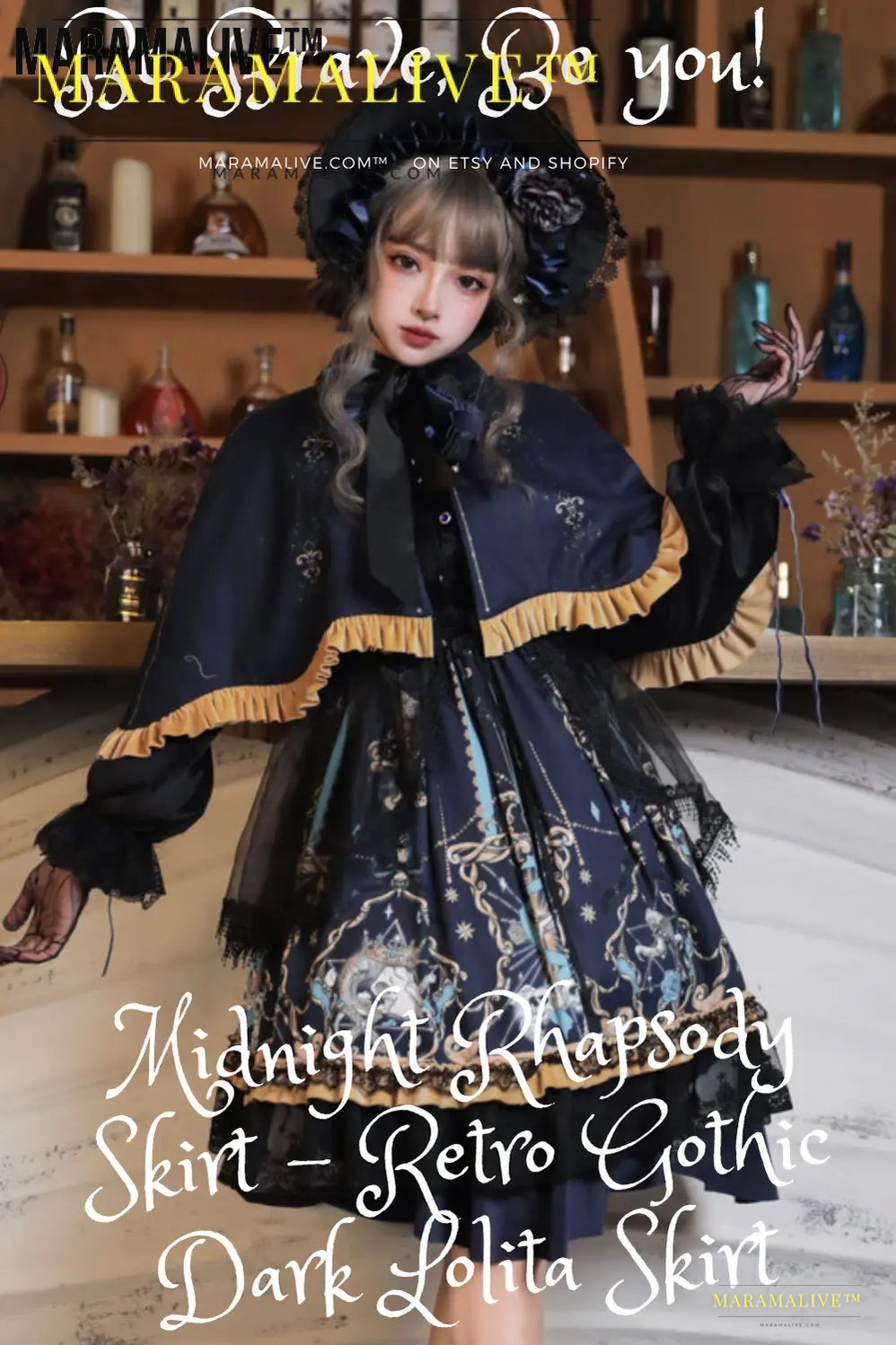 Midnight Rhapsody Skirt - Retro Gothic Dark Lolita Skirt