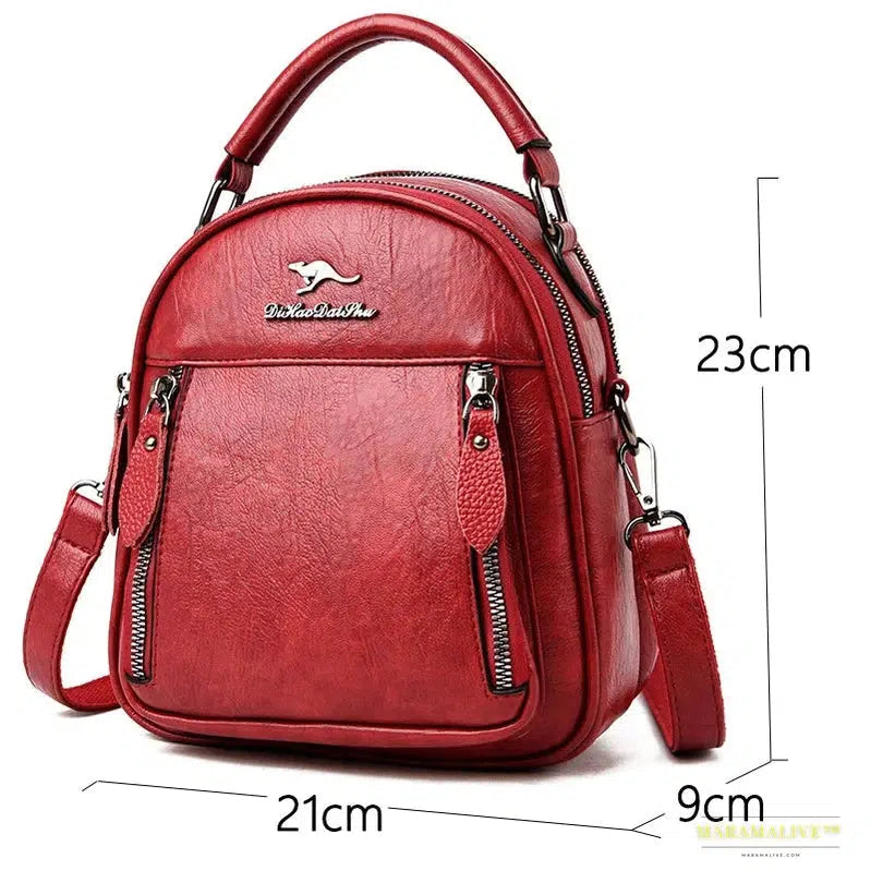 Mini Leather Backpacks For Women Multifunction Travel Backpack Kangaroo Backpacks Sac A Dos School Bags For Teenage Girls