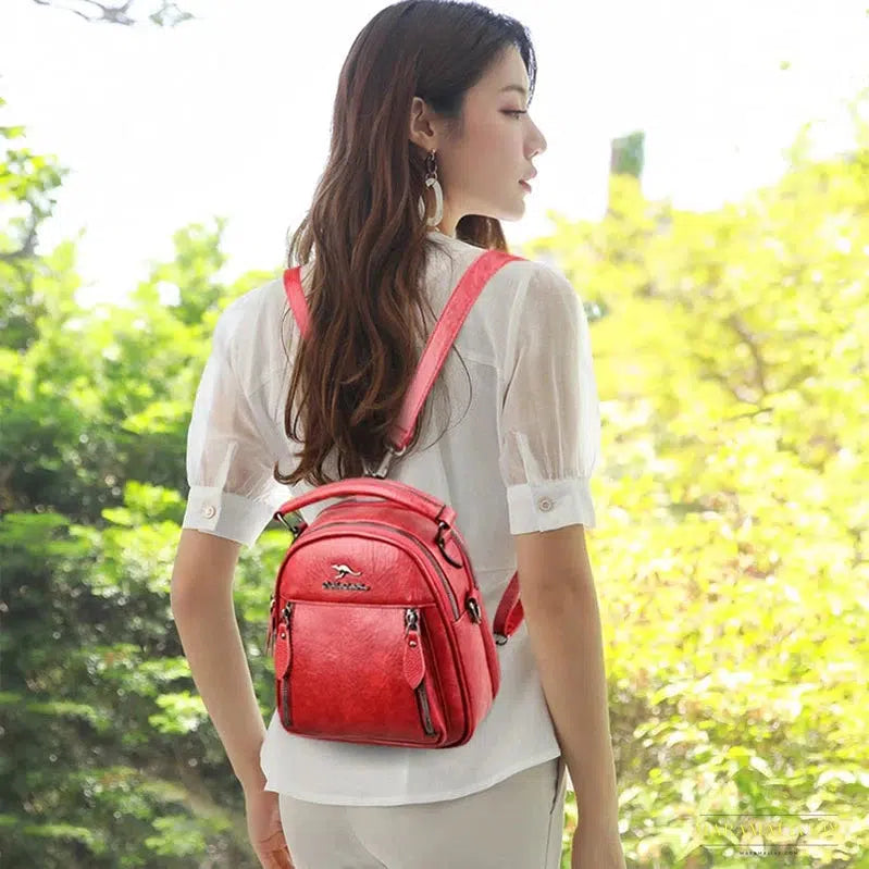 Mini Leather Backpacks For Women Multifunction Travel Backpack Kangaroo Backpacks Sac A Dos School Bags For Teenage Girls