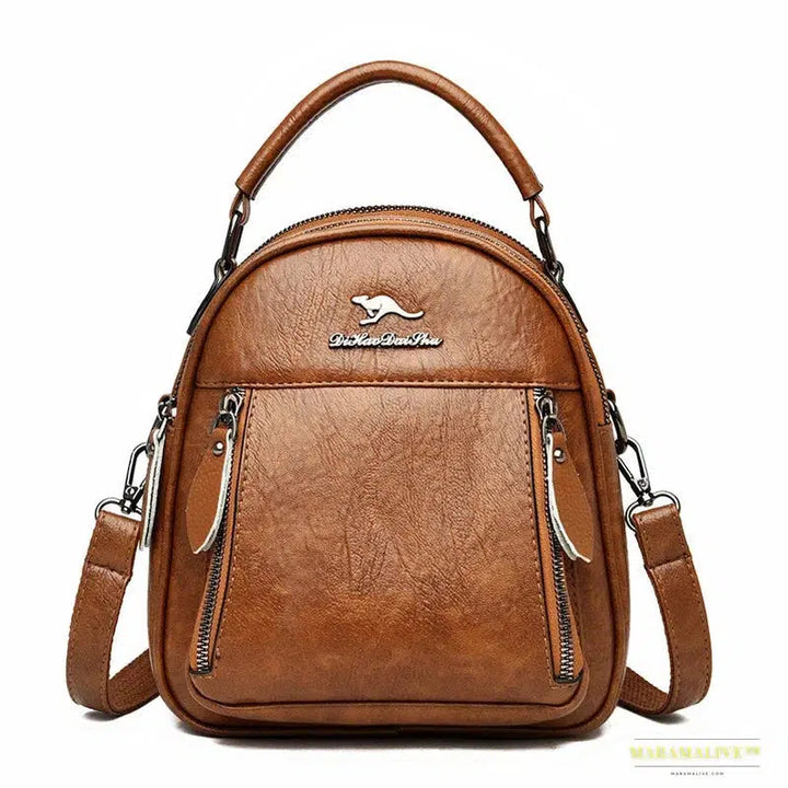 Mini Leather Backpacks For Women Multifunction Travel Backpack Kangaroo Backpacks Sac A Dos School Bags For Teenage Girls