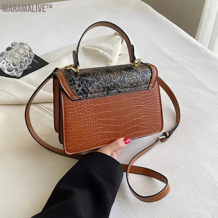 Mini Small Square Bag Luxury Purple Shoulder Bag For Women Crocodile Pattern Crossbody Bag Soft Top Handle Tote Designer Handbag